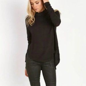 Free People Cowl Neck Thermal Top, Black, Small